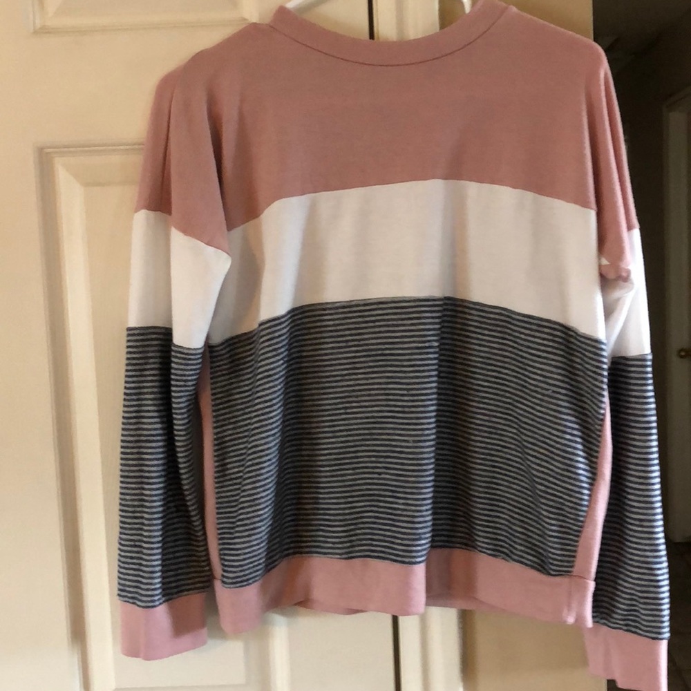 Pink, white, grey long sleeve top